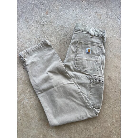 Carhartt Mens Relaxed Fit Khaki Work Pants 36x32 Durable Cotton Blend D4 - Picture 1 of 5